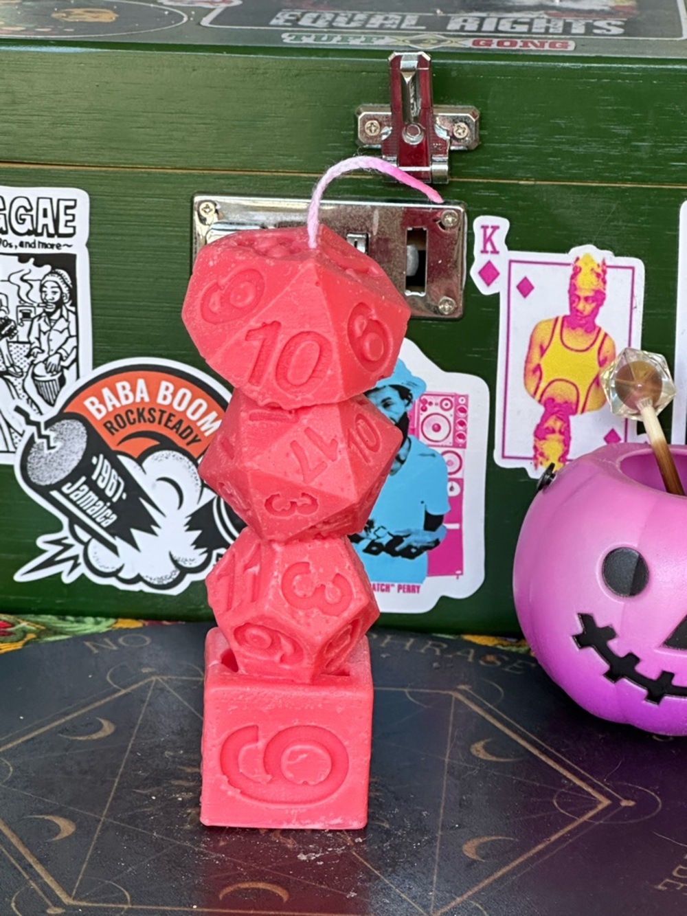 Coral Dice Tower Candle